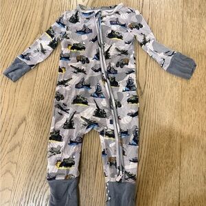 Posh Peanut Gray One Piece with Vehicle Print